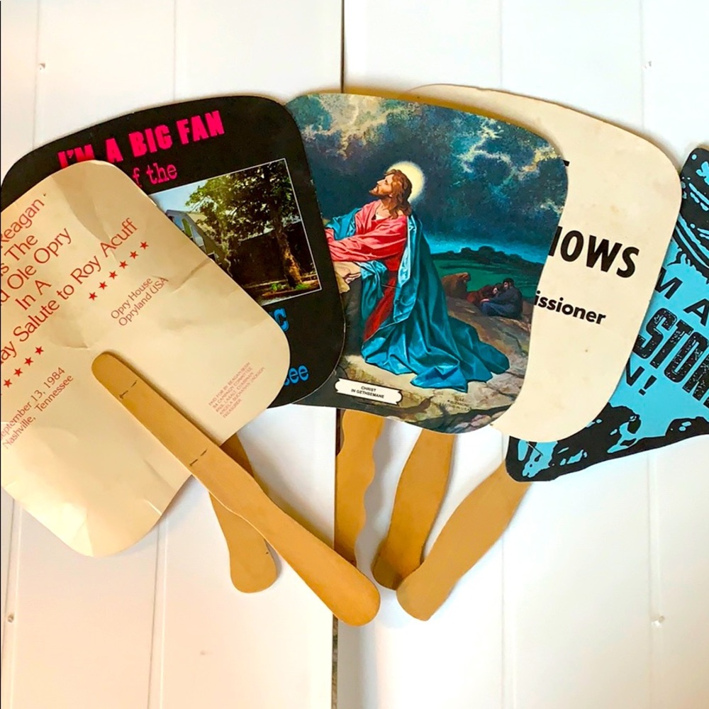 Vintage Paper Hand Fans 5 Vintage Fans